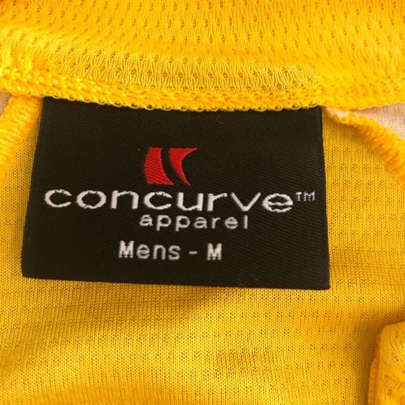 Concurve Mens Cycling Shirt Jersey Yellow White Size M 1/2 Zip Pockets - Picture 5 of 11